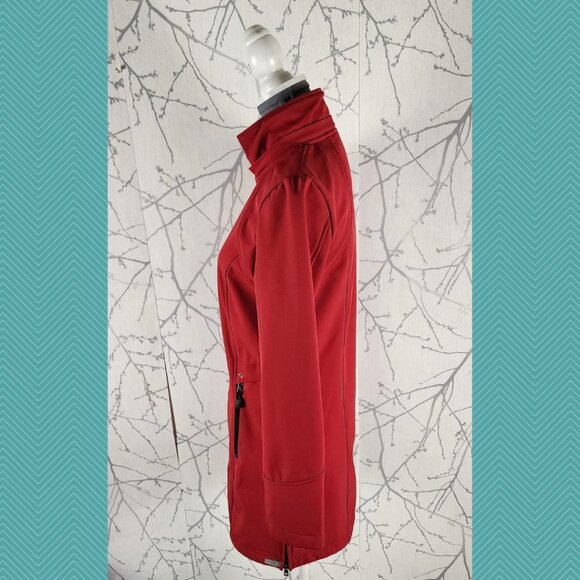 London Fog Red Softshell Full Zip Knee Length Jacket - Picture 2 of 4